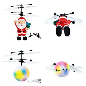 uçak ışıkları toptan satış-Karıştırıcılar oyuncaklar Noel hediyesi Noel Baba uçan topu aydınlık çocuk uçuş topları elektronik kızılötesi indüksiyon uçak uzaktan kumanda oyuncak led ışık