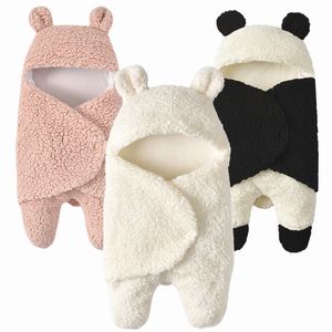 Dikke Warme Pluche Baby Swaddle Cartoon Panda Modellering Pasgeboren Baby Slaap Wrap Deken Fotografie Prop voor Baby s Jongens Meisjes
