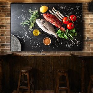 Grönsaker Fish Kitchen Canvas Painting Posters och utskrifter Väggkonst Bild Vardagsrum ingen ram