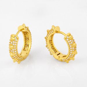 Hoop Huggie Fashion Round Hip Hop Rock Punk Rivet Cz Small Earrings For Women Cartilage Piercing Charm Jewelry Party Gift