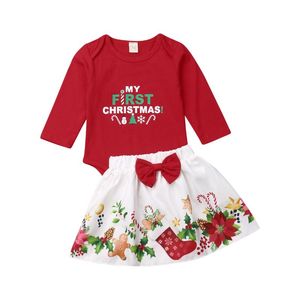 детские девочки первый рождественский наряд
 оптовых-Установки одежды Рождество шт Установить принцессу Baby Girls Одежда одежды Осень зима Первый боди юбка для рождества