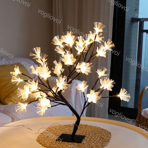 table led lamps toptan satış-Gece Işıkları LED Kristal Kiraz Çiçeği Ağacı Işık LED Masa Lambası Noel Peri Düğün Dekorasyon Kapalı Aydınlatma