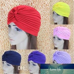 hijab gefaltete mütze großhandel-Top Qualität Stretchy Turban Kopf Verpackungs Band Schlaf Hut Chemo Bandana Hijab Plissee Indian Cap