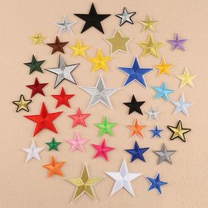 10 stks Stof IJzer op Applicaties met Lijm Terug Craft Yellow Red Pentagram Star for Groothandel