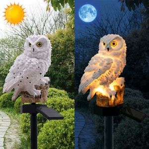 Venta al por mayor de Iluminación al aire libre Luces OWL ZC001106 Solar Owl Paisaje Luz Marrón Color Patio trasero Jardín Decoración de arte - L