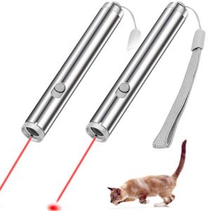red light led flashlight toptan satış-Kullanışlı lamba kamp kırmızı lazer aya ışık el feneri taşınabilir mini evcil kedi oyuncak Led lazer kalem ışığı çok işlevli açık yürüyüş içinde led