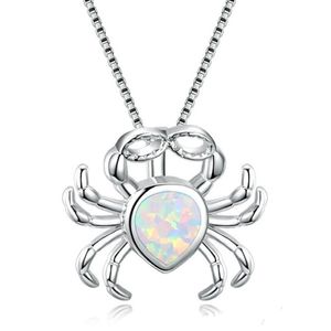 10 st silverpläterad krabba och katthängsmycke länkkedja halsband för gåva Många färger opalit opal smycken