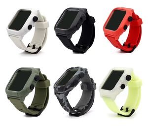 Waterdichte siliconen riemen Case voor Apple Watch Band Serie Iwatch mm mm mm mm Strap Screen Protector Cover