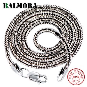 BALMORA Real Sterling Silver Foxtail Chains Chokers Long Necklaces for Women Men for Pendant Jewelry Inches Y200810
