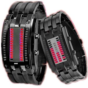 Wristwatches Waterproof Plating Watch Luxury Stainless Steel Binary Luminous LED Electronic Display Watches
