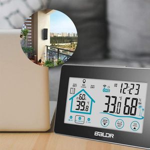 Draadloze Buiten Indoor Temperatuur Vochtigheid Meter Gauge Weerstation Digitale Hygrometer Thermometer Barmeter Klok Muur Home Decor Gift