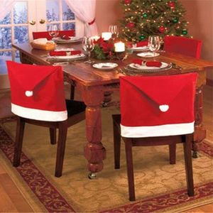 tapas de silla roja al por mayor-Cover Santa Cláusula Red Hat Silla Cubiertas Cubiertas para la cena Conjuntos para la Navidad Navidad Party Party Decorations Nueva llegada