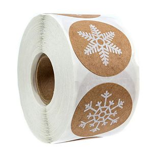 Christmas Decorations roll Round Kraft Stickers Merry Decoration For Home Snowflake Labels Sticker Xmas Gifts Seal Package Tags