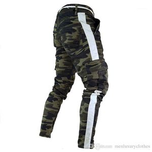Camouflage Green Black Striped Pockets Zipper Pencil Biker Jean Pants New Hot Men S Designer Jeans