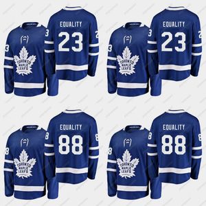 toronto ahornblätter home jersey großhandel-Wir Skate für Gleichheits Blau Jersey Startseite Toronto Maple Leafs Travis Dermott William Nylander Alle genähtes Eishockey Trikots