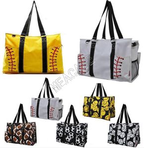 Ins softball baseball handväska stor resa väska kanfas designer fotboll mönster kvinnor shopping totes sport yoga fittness axelväskor d81311