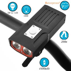 18650 batterie 5000mah wiederaufladbare großhandel-Fahrradbeleuchtung USB wiederaufladbare Front Lampe XM L2 LED integriert mAh Batterie Fahrrad Lenker Licht