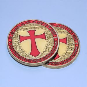 cruz dos templários dos cavaleiros venda por atacado-Cavaleiros Templários Medallion Pôquer Guarda ouro Cruz Vermelha Challenge Coin frete grátis