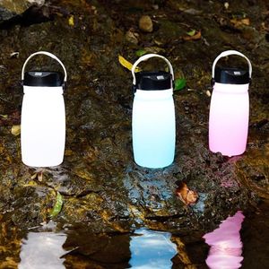 Draagbare Lantaarns Silicone Solar Charging Waterkoker Outdoor Camping Lamp Tent Licht Creatieve Gloeiende Cup Waterfles Mobiele Power S09