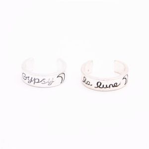 anel da letra das meninas venda por atacado-Moda carta círculo anel sul americano estilo anéis anéis atraentes para mulheres e meninas