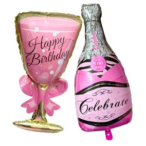 şampanya partisi dekorasyonları toptan satış-Parti Dekorasyon Şampanya Folyo Balonlar Mutlu Doğum Günü Süslemeleri Yetişkin Çocuklar Helyum Hava Balon Düğün Olay Malzemeleri