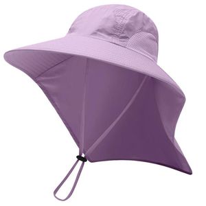 boyun flep ile balıkçı şapkası toptan satış-Geniş Ağız Şapkalar Unisex UV Koruma Kap Yaz Açık Balıkçılık Tırmanma Güneş Şapka Boyun Flap Sunhat