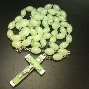 Luminous Rosary Cross pendants necklaces Beads vintage long style sweater chain Christian Catholic Jesus jewelry fashion