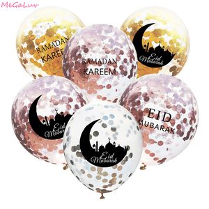 eid mubarak ballons. großhandel-Party Dekoration stücke inch Eid Mubarak Dekor Glitter Konfetti Ballon Ramadan Brief Mond Latex Ballons für Muslime Lieferungen