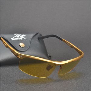 polarize anti parlama gece sürüş gözlüğü toptan satış-Güneş Gözlüğü Mincl Erkek Alüminyum Magnezyum Araba Sürücüleri Gece Görüş Goggles Parlama Anti Parlama Polarize Polarize Sürüş Gözlükleri FML