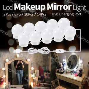 Światła Vanity Trzy kolor k Touch Dimmable Luster Makeup LED Light USB V Hollywood Żarówka Oświetlenie wewnętrzne do studia Dressing Stół Budynek Łazienka EUB