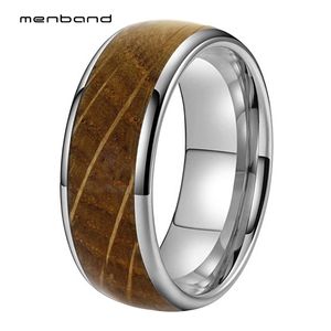 Wholesale mens wood wedding bands for sale - Group buy Wedding Rings MM Tungsten Bands Men Women With Real Whiskey Barrel Oak Wood Inlay Domed Shape Polished Shiny Ring Box Available