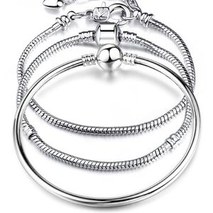 kreuzperlen für armbänder großhandel-17 cm Silber überzogene Schlangenkette Link Hohe Qualität Armband Fit Europäischen Charme Armband Für Frauen DIY Schmuckherstellung