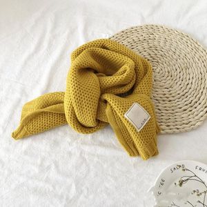 Scarves Children Knitted Scarf Pure Color Big White Label Baby Autumn And Winter Simple Trendy Warm Wool