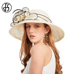 Gierig rand hoeden fs elegante bloem mesh kant fascinator zomer zonnescherm strand emmer grote bruiloft cloche cap chapeu