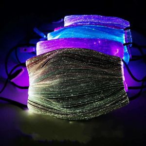 LEDライト輝くマスクUSB電荷変更可能な発光カラフルな光ファイバの放出フェイスマスクディスコのマスカレードパーティーマウスカバーHHE1552