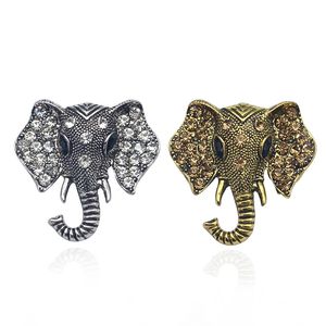 Vintage Rhinestone Elephant Broche Bronze Animal Broches voor Vrouwen Mannen Denim Pak Sweater Collar Pin Button Badge Broche