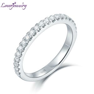 Cluster Ringen Loverjewelry Diamanten Ring Eenvoudig Ontwerp Klassieke Band Solid kt White Gold Diamond Wedding For Women beloofde Gift
