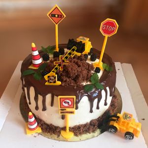 Other Festive Party Supplies Construction Site Warning Sign Birthday Cake Decoration For Kids Traffic Decorating Toppers Car Decorations