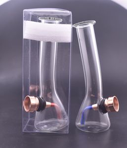 Wholesale portable hookah box resale online - Portable Glass Water Bong with metal tobacco bowl Thick Bottle Dab Rig Bongs Hookahs water pipe hand smoking spoon pipe with plastic box