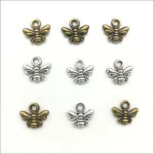 Little Bees Alloy Charms Pendants Retro Jewelry Making DIY Keychain Ancient Silver Pendant For Bracelet Earrings x10mm