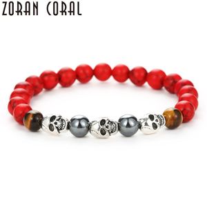 Wholesale red skull beads for sale - Group buy Charm Bracelets Fashion Ladies Bracelet Natural Stone Obsidian And Red Beads Skeleton Skull Punk Yoga Jewelry