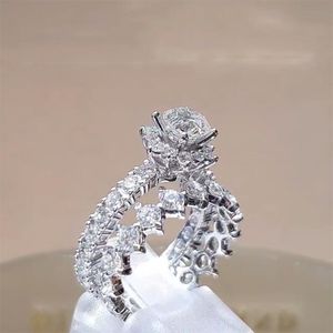 traditionelles engagement großhandel-Eheringe teile satz Classic Ring traditionelles Engagement mit glänzendem brillantem Kristallstein versilbert Braut für Frauen