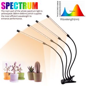 Tabletop LED Grow Light W V Ściemniana Czterochrażowa Płaski Klips Światła Pełna Spectrum Ciepłe białe dla roślin wewnętrznych