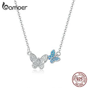 joyas de estilo mosca al por mayor-Collar corto de mariposa voladora de mujeres de Bamoer plata de ley mujeres estilo coreano joyería de moda scn384