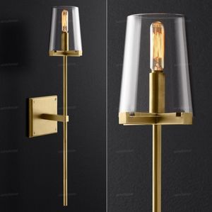 Wholesale american scone resale online - RH American Luxury Copper E27 Led Wall Lamp Glass Shades Led Wall Scones Edison Bulb Retro Lustre Wall Lighting