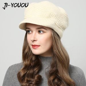 хэки фана женские оптовых-Шапочки черепные колпачки Jiyouou зимние шляпы для женщин Черепольные шапочки ручной работы женская шляпа вязаная крышка хаки оптом