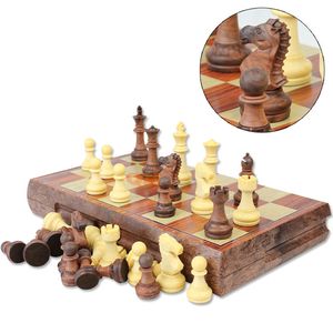 jogos de mesa magnéticos venda por atacado-Verificadores de xadrez internacionais Dobrando Jogo de xadrez de placa magnética de alta qualidade WPC Grain Versão em inglês com mm King High