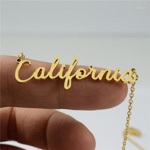 altın adı gerdanlık
 toptan satış-Chokers Paslanmaz Çelik Gerdanlık Zinciri Altın Renk ABD Devlet Kaliforniya Kadınlar için Adı Kolye Bijoux Femme Doğum Günü Hediyesi1