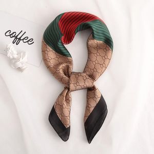Wholesale silk neck scarves for women for sale - Group buy 2020 New Women Silk Scarf Square Foulard Lady s Neck Hair Scarves Design striped Printed Head Kerchief Fashion Girl Hair Scarfs