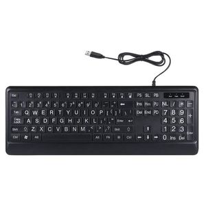 клавиатура с крупным шрифтом
 оптовых-Клавиатуры Большой шрифт Распечатать USB Светодиодная клавиатура с подсветкой ключей Стандартный полноразмерный компьютер белый